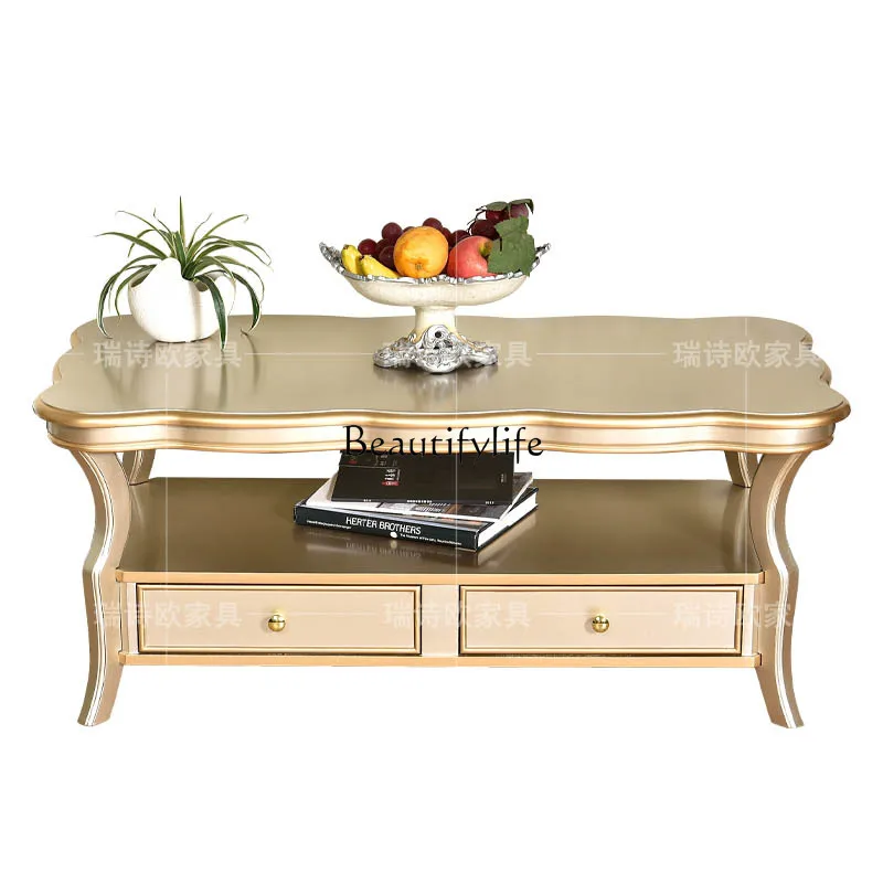 

American light luxury solid wood coffee table living room sofa household small apartment table