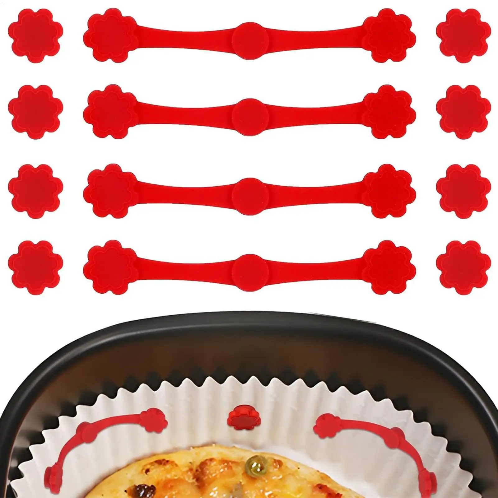 Air Fryer Baking Paper Magnet Buckle 12Pcs/set Burn Preventions Holding Down Lock Fixing Buckle Liner Magnet Silicone Buckle