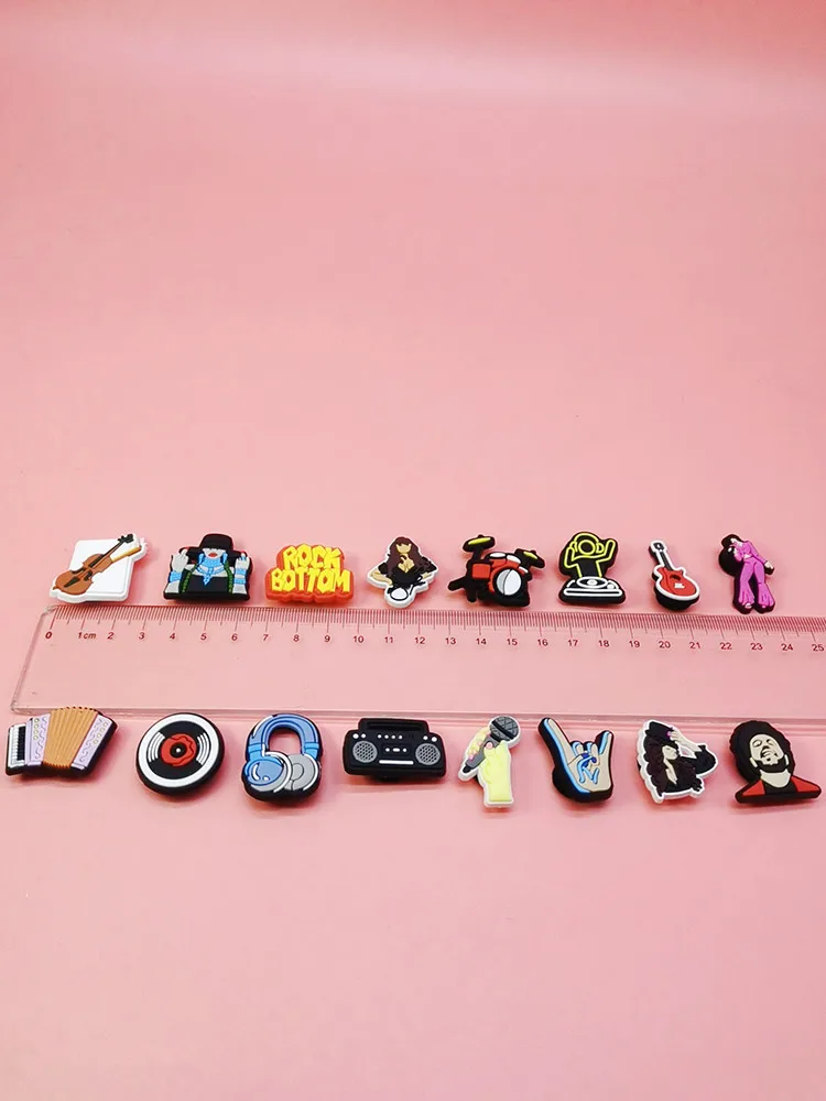 Rock Music Shoe Charms Colorful PVC Buckle Decorations Garden Shoes Diy Accessories Funny Clog Ornaments Adult Kids Decor Gifts