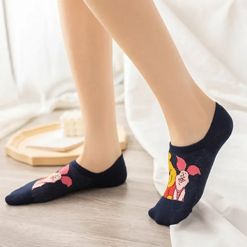 10pairs MINISO Disney Anime Socks Men Women Short Boat Invisible Socks Cartoon Gamers Novelty Funny Calcetines