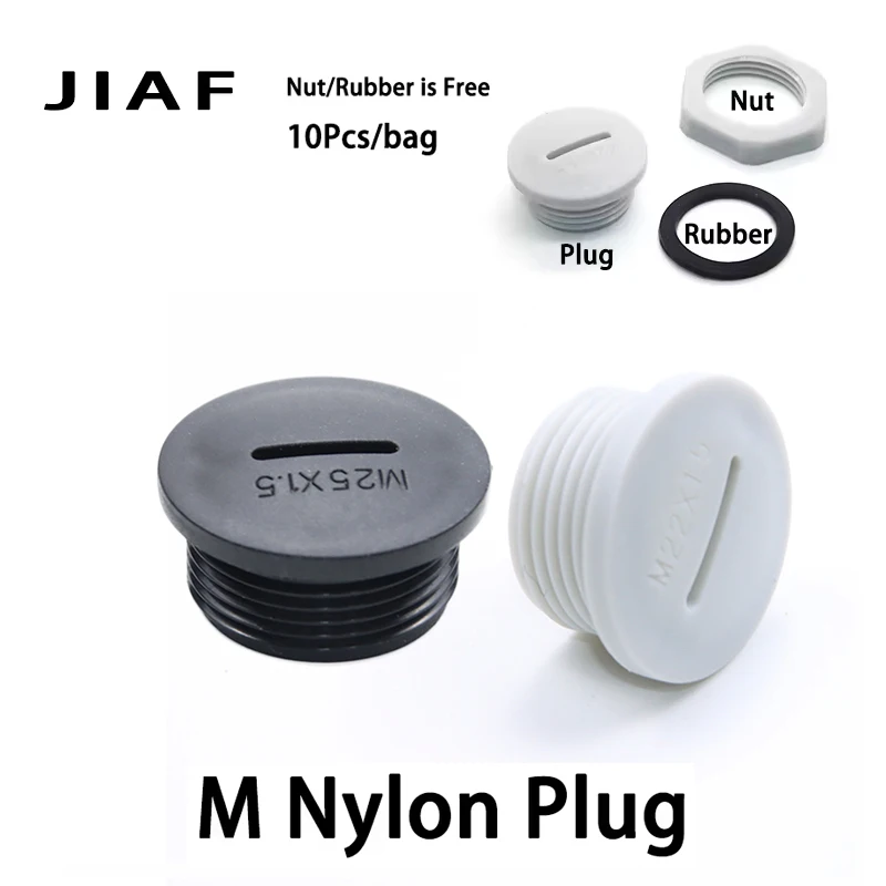 10pcs M12-M71 Plastic Plug Hole Cap IP68 Waterproof Nylon Thread Hole Plug M20*1.5 Black Grey Hole Cap Sealing Cover With Rubber