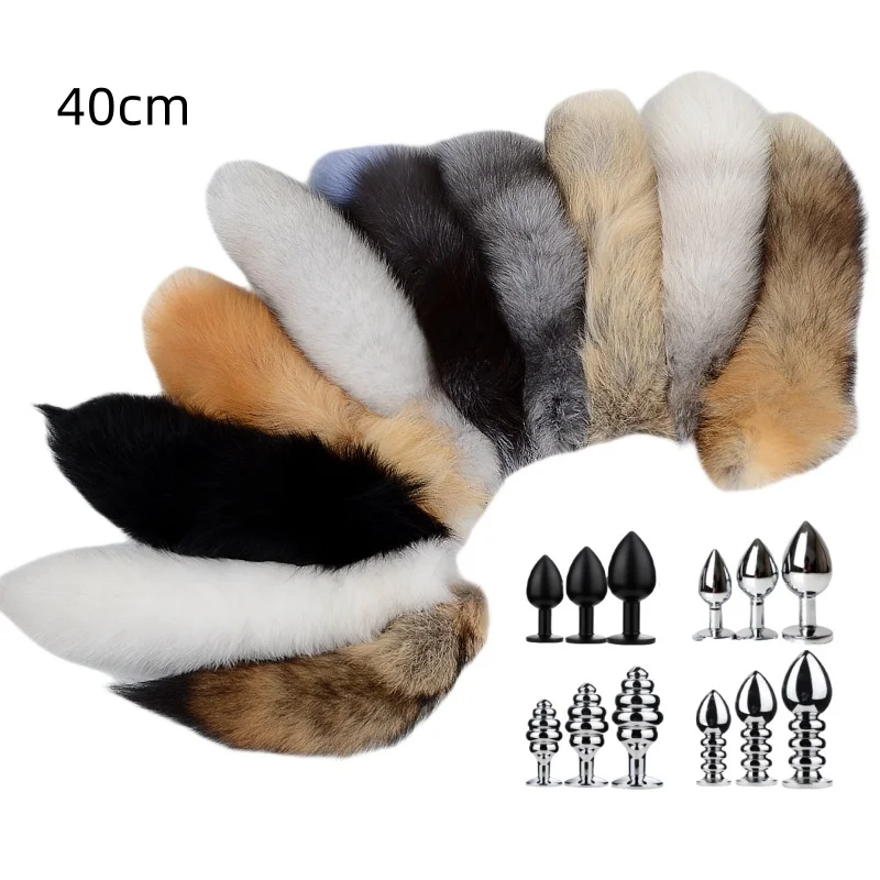 40cm Separable Fluffy Animal Tail Butt Plug for Fetish BDSM Role-playing Adult Games Men Women Anal Sex Toys
