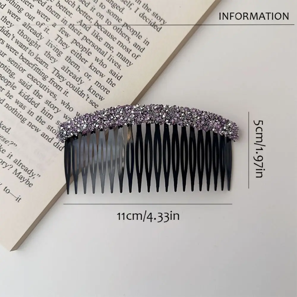 Fashion Korean Rhinestone Comb Hair Clip Invisible Shiny Hair Styling Accessory Hairband Teeth Girls