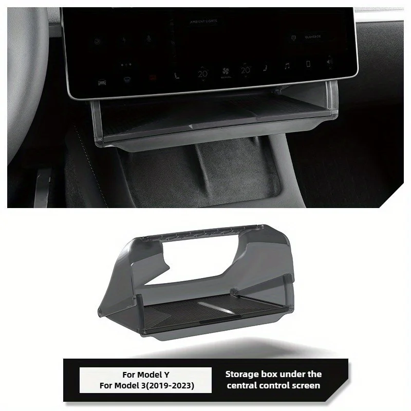 Per Tesla MODEL Y & MODEL 3 (19-23) Scatola di immagazzinaggio nascosta sullo schermo di controllo centrale Custodia in materiale acrilico per telefoni cellulari, chiavi