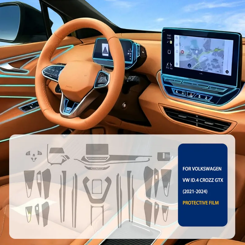 For Volkswagen VW ID.4 Crozz GTX 2021-2024 Center Console Navigation Screen Car Interior TPU Transparent Protective Film Sticker