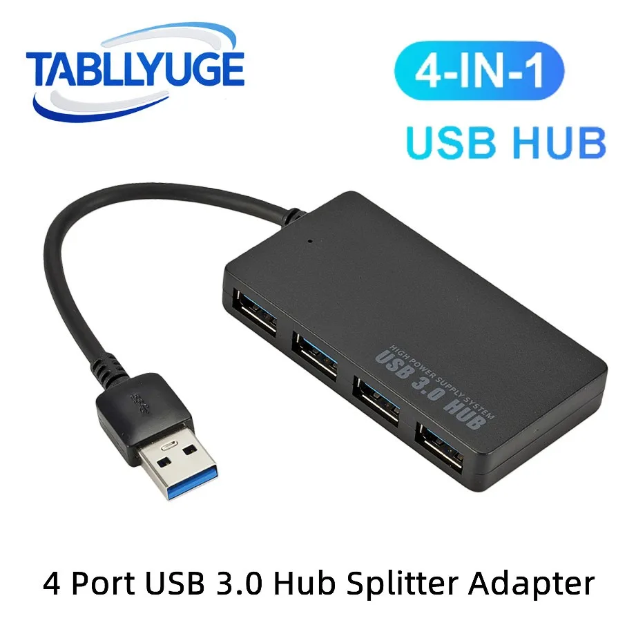 TABLLYUGE 4 Port HUB USB 3.0/2.0 HUB Multiport USB Splitter 4 Port USB HUB Adapter Expander Splitter for Notebook Laptop PC