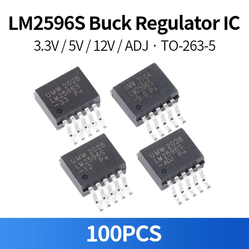 100PCS LM2596S Step Down Voltage Regulator IC 3.3V 5V 12V ADJ Buck Converter Chip TO-263-5 D2PAK