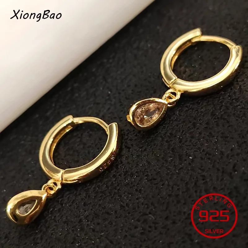 

Серебряные серьги S925 с цирконием, простые серьги-капли из стерлингового серебра 925 пробы с цирконием для женщин, ювелирные аксессуары