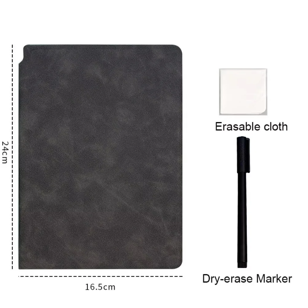 A5 Reusable Whiteboard Notebook Set With Whiteboard Pen Erasing Cloth Leather Memo Pad Weekly Planner Portable Stylish Office