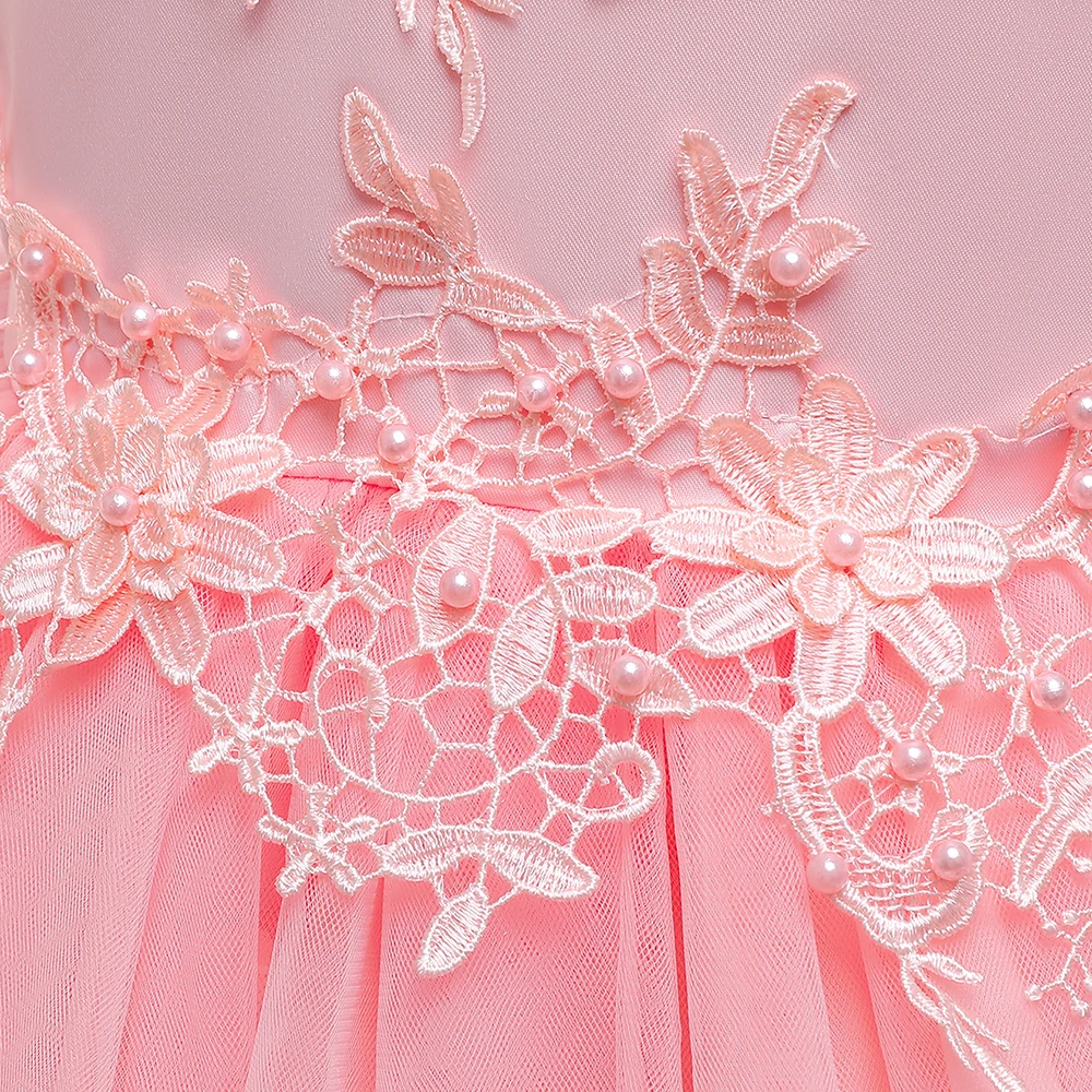 Summer Flower Bridesmaids Girls Dress Vestido Elegant Baptism Wedding Princess Prom Party Dresses For Girls Bow Birthday Costume view 6
