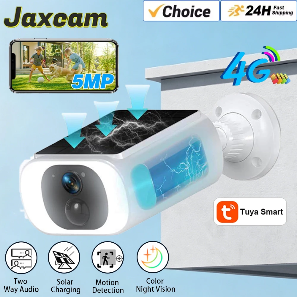 

5MP HD Solar Bullet Camera Outdoor Night Vision Color Camera PIR Detection Solar Security Camera 4G One Year Free Data Cam