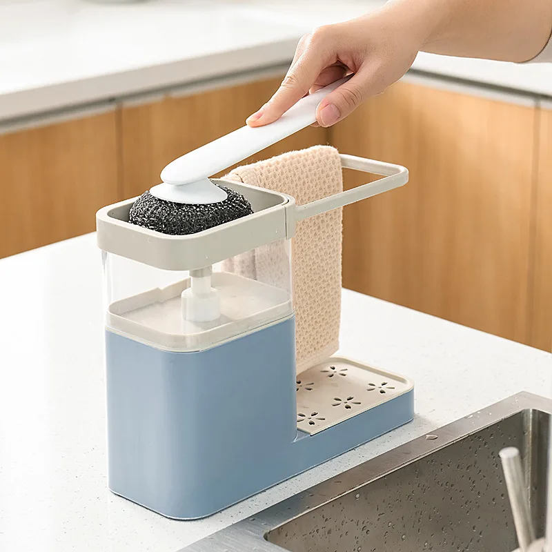 

Sink Storage Liquid Detergent Box Multifunctional Kitchen Press Liquid Box Rag Sponge Rack Dishwasher Drain Rack Tools Organizer