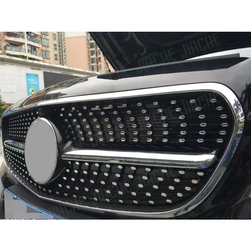 

ABS Front Bumper Grill Bodykits Accessories for Benz E Class W212 E250 E300 2013 2014 2015 Car Front Grill Frame Silver Black