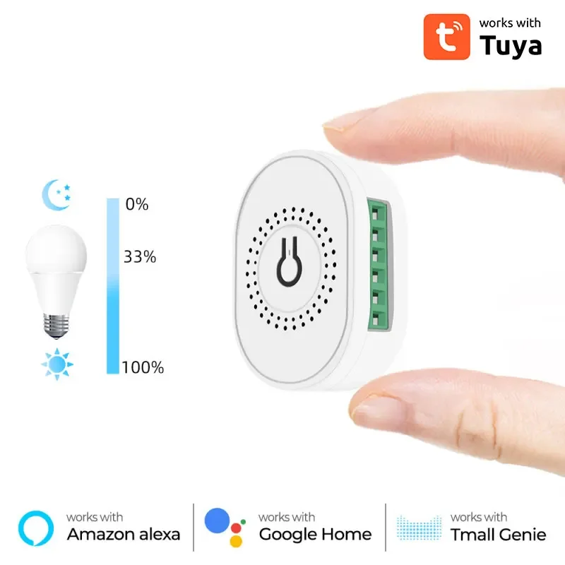 Tuya Mini WiFi Smart LED Dimmer Switch Light Module SmartLife App Remote Control 220V Wall Lamp On Off For Alexa Home