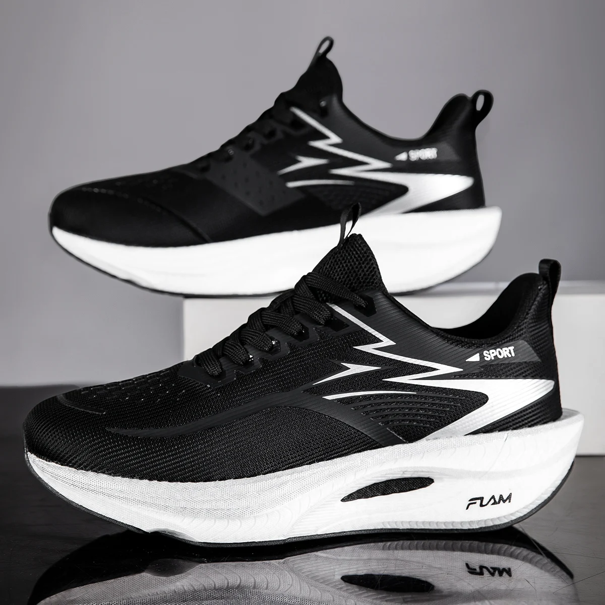 Marathon Racing Shoes Men Elastic Cushion Mesh Trainers
