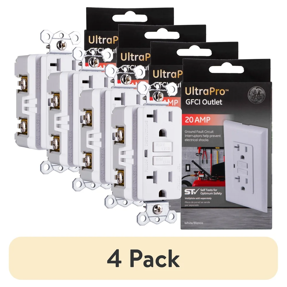 

4 Pack GFCI Outlet 20A Self Testing Ground Fault Circuit Receptacle with LED Indicator Easy Installation Reset Test Buttons