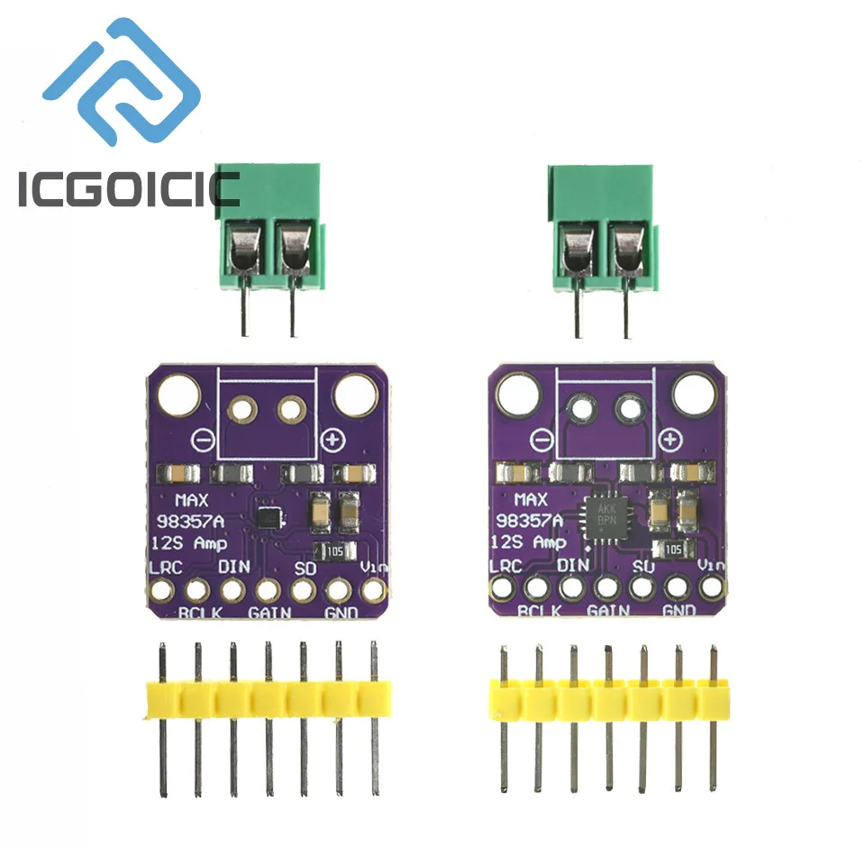 Módulo amplificador classe D MAX98357 I2S 3W – DAC sem filtro para projetos de áudio Raspberry Pi e ESP32