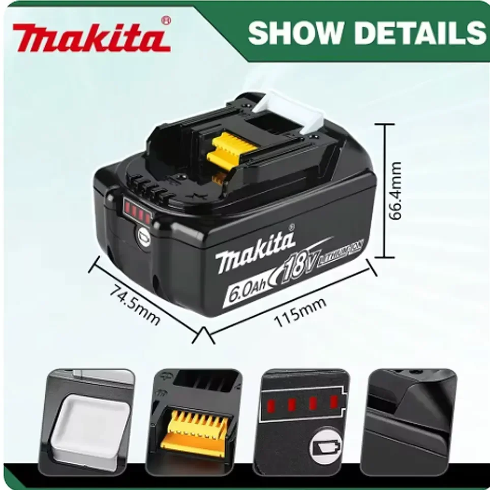 100% Оригинальный Makita 6Ah/5Ah/3Ah для Makita 18V аккумулятор BL1830B BL1850B BL1850 BL1840 BL1860 BL1815 сменный литиевый аккумулятор