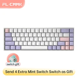 FL·ESPORTS F12 Mechanical Keyboard 68-key Wired Bluetooth Wireless Keyboard Three-mode RGB Hot-Swappable Game Office Dedicated