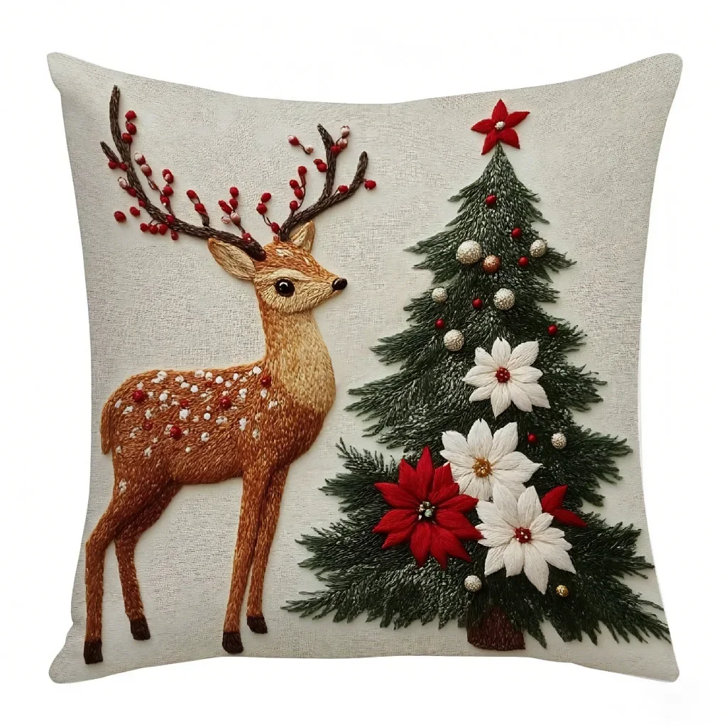 Merry Christmas Cushion Cover Lovely Santa Claus Penguin Deer Print for Sofa Bed Chair Christmas Home Decor Christmas Gift