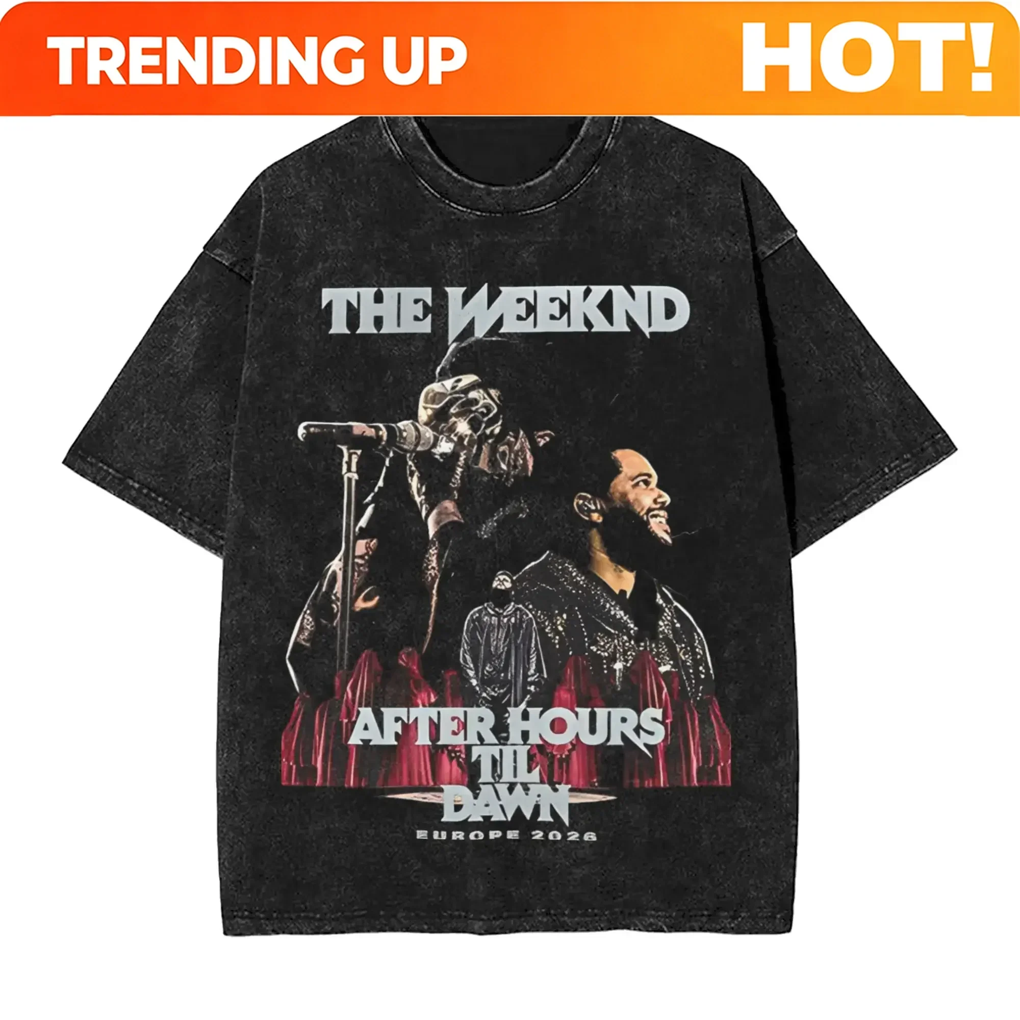 Customization AFTER HOURS DAWN EUROPE The Weeknd Outfit Washed T Shirts Men Women Streetwear Hip Hop T-Shirt Printed Tee Shirt 1