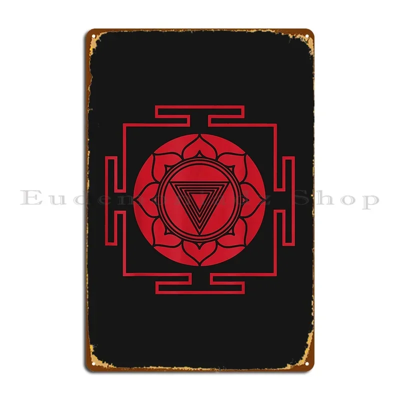 Kali Yantra Meditação Placa de Metal Cozinha Personagem Clube Retro Mural Tin Sign Poster