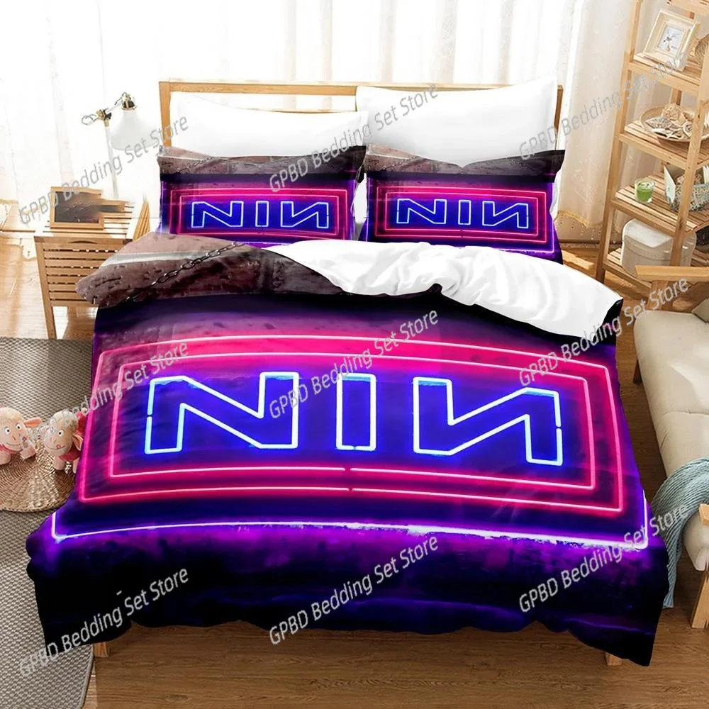 3D Print NIN Nine Inch Nails Bedding Set Double Twin King Duvet Cover Comforter Pillowcase Boys Girls Adults Bedroom