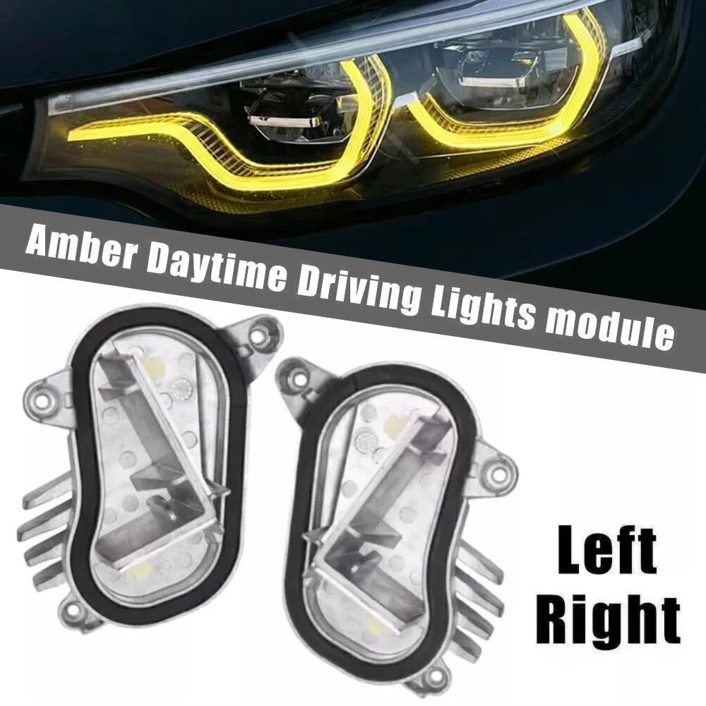 2PCS Headlight DRL Module Daytime Running Light Turn Signal Light Yellow For BMW 4 Series M3 M4 F36 F32 63117493229 63117493230