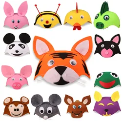 Kids Cartoon Animal Felt Cap Party Funny Hat Children's Day Gift Cosplay Stage Performance Headdress Zoo Carnival Tiger Rabbit