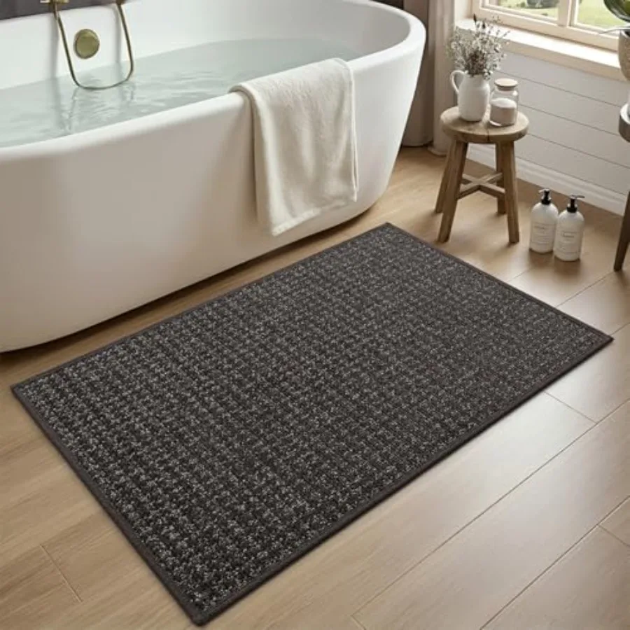 

Bathroom Rugs 24x43 Ultra Thin Absorbent Bathmat Quick Dry Non Slip Bath Mat with Rubber Backing Extra Soft Bath Rugs for Showe