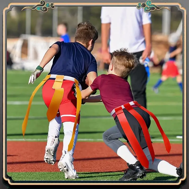 Flag Football Set 10Belts,30Flags,4Cones,6Penalty Tossing Flag,1 Whistles,Easy Tear Flag Belt For Teenager Flag Football