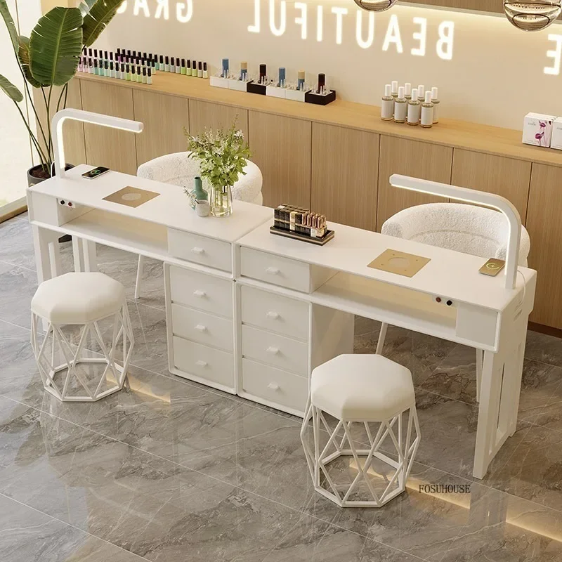 

Modern Manicure Table Multifunctional Nail Table with Vacuum Cleaner and Lamp Single Double Manicure Desk Salon Furniture n