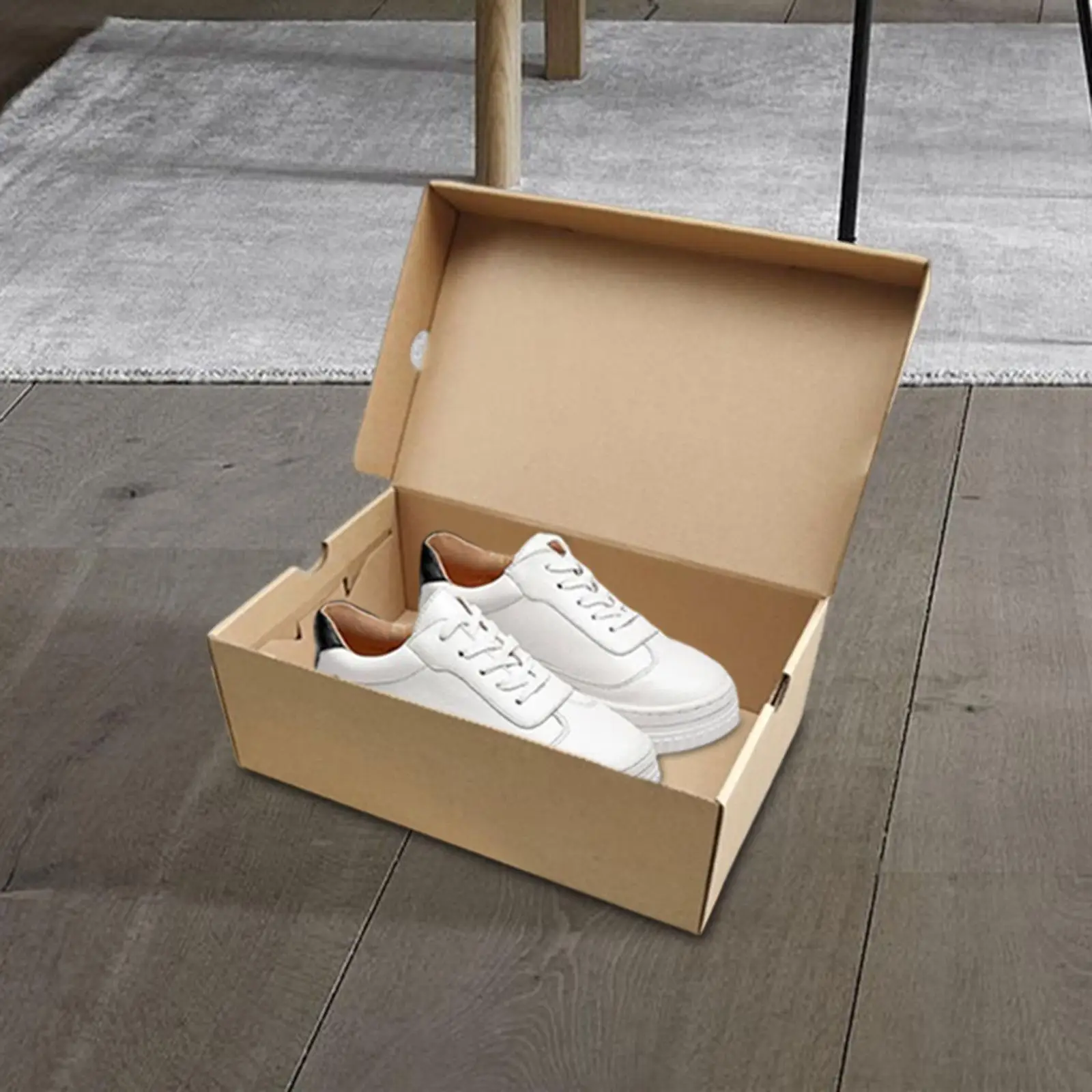 Stackable Shoe Storage Boxes Kraft Paper Foldable Organizer Case with Ventilation for Closet Entryway Use