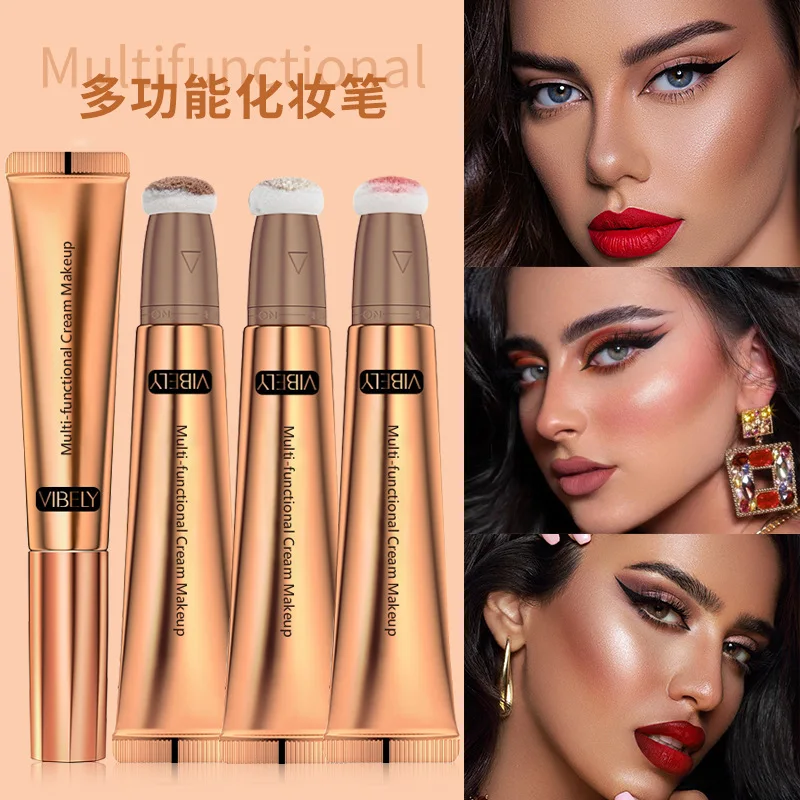 VIBELY Corrector y barra de contorno de alto brillo, rostro iluminador, tridimensional, adelgazante, rubor de sombra, multifuncional