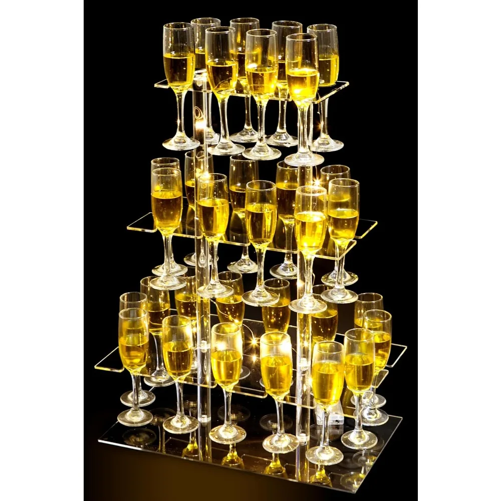 US 4.5 feet Spiral Acrylic Champagne Glass Flute Holder Display Stand Party Events Reception Decorations Supplies