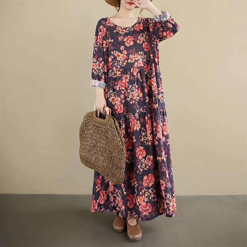 

N Sle Long Sve Свободная посадка круглого цвета, плиссированная юбка для женщин, осеннее новое поступление, одежда для мам, хлопковая трапециевидная юбка Dr