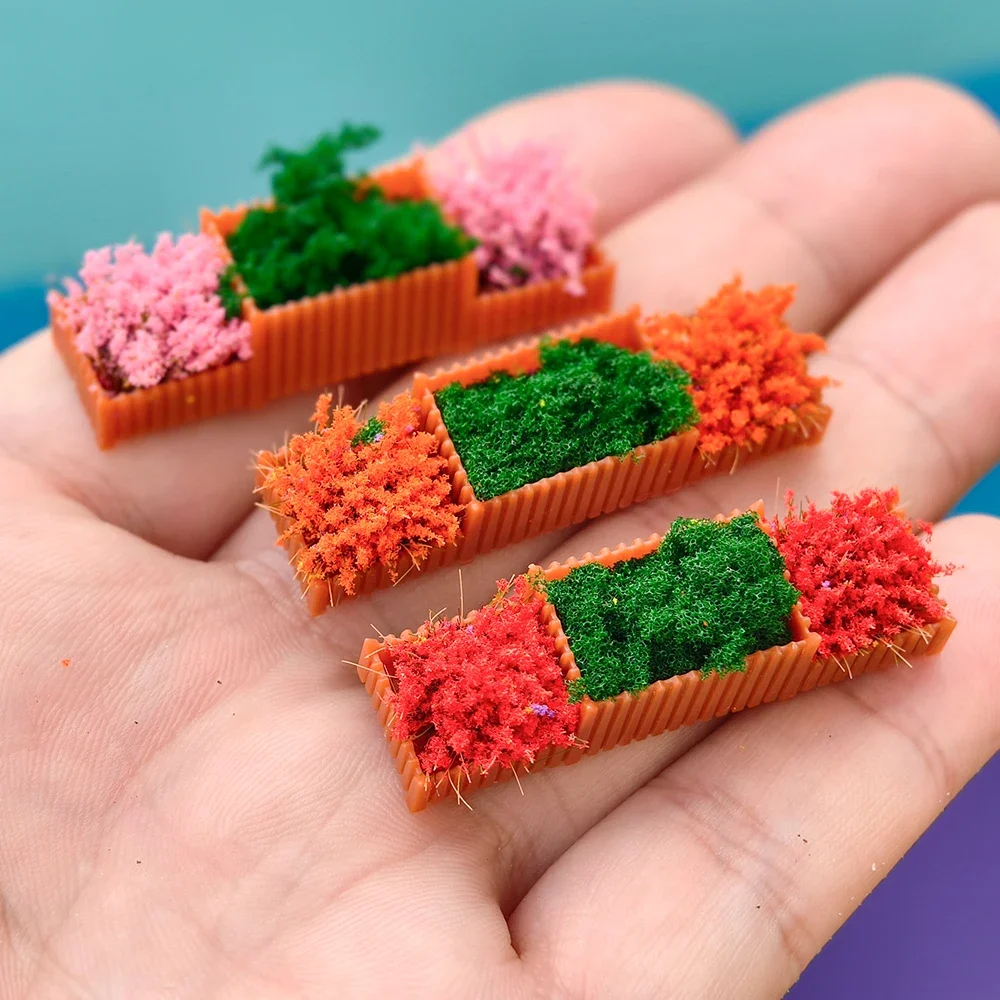 2 Stück Mini-Blumenbetten, Modell, künstliche Pflanzen für DIY-Modellherstellung/Mikrolandschaft/Sandtisch, Gartendekoration/Diorama