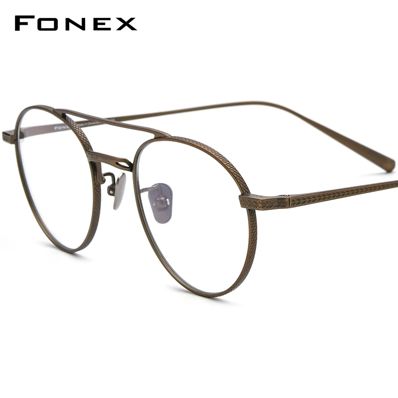 

FONEX Pure Titanium Eyeglasses Frame Men 2023 New Women Fashion Retro Pilot Glasses Eyewear N-020R