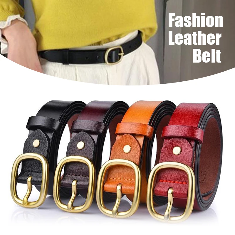 

Lady Simple Versatile Pin Buckle Belt Vintage Waist Straps Womens Chic Genuine Leather Belt 110cm Waistband Jeans Pants Decor