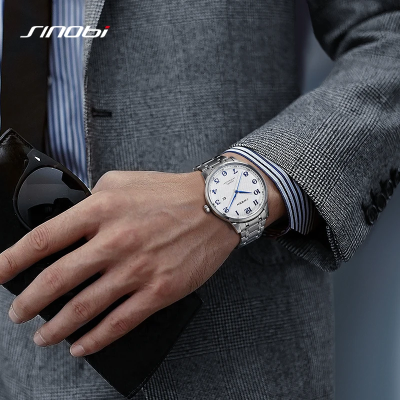 SINOBI Fashion Watch Men\'s Business Watches Top Luxury Man Quartz Wristwatches Stainless Steel Male Casual Clock Reloj Hombre