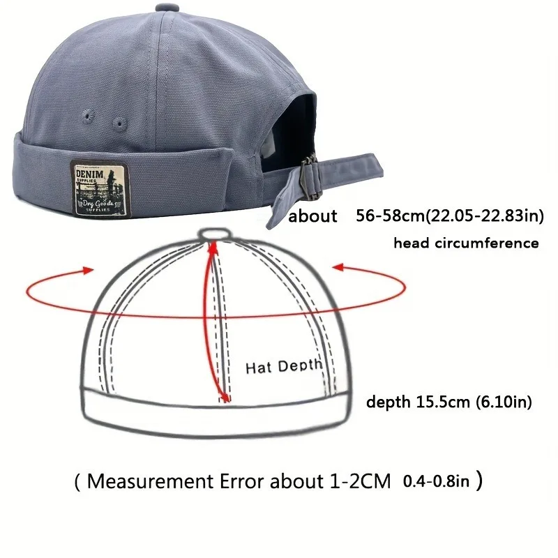 Men's Classic Docker Cap Brimless Rolled Cuff Skullcap Adjustable Breathable Sailor Fashion Hip Hop Hat
