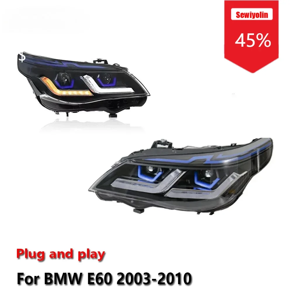 

Sewiyolin автомобильные аксессуары фары светодиодные для BMW 5 серии E60 2003-2010 светодиодные DRL противотуманные фары для прицепа поворотный сигнал Voiture Plug An
