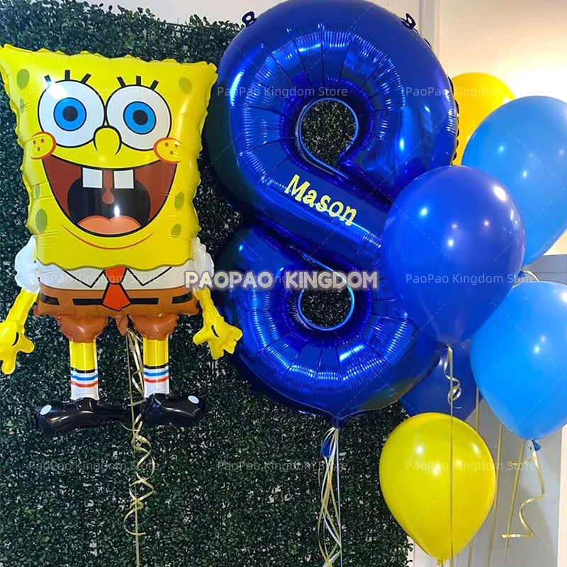 SpongeBob Schwammkopf Cartoon Folienballons Set Kindergeburtstag Party Dekorationen Babyparty Feiertagsparty Zubehör