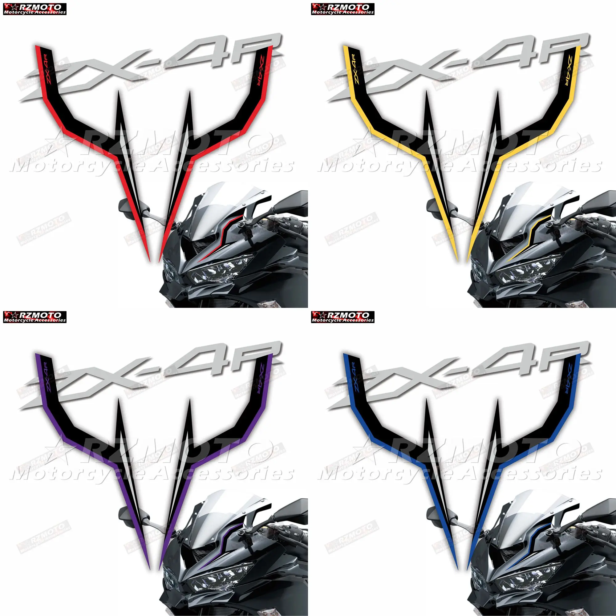 For Kawasaki Ninja ZX-4R ZX4R ZX-4RR ZX4RR motorcycle fairing motorcycle head sticker reflective waterproof modification sticker