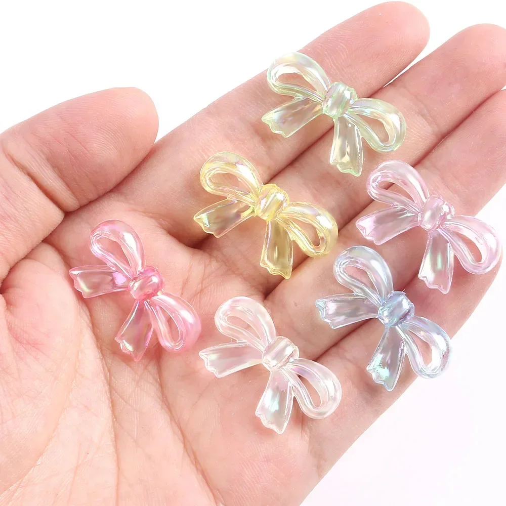 20pcs Bowknot Transparent Bead Diy Bracelet Necklace Make Accessories Acrylic Bead Beads To Make Bracelets Diy Accessories