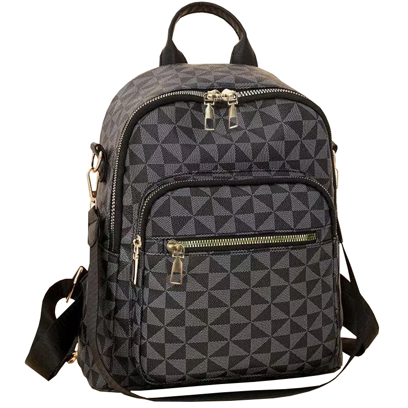 Täglicher minimalistischer bedruckter Rucksack mit glatten Metallreißverschlüssen, All-Match-Damen-Umhängetasche für kurze Freizeitausflüge – Detail 8