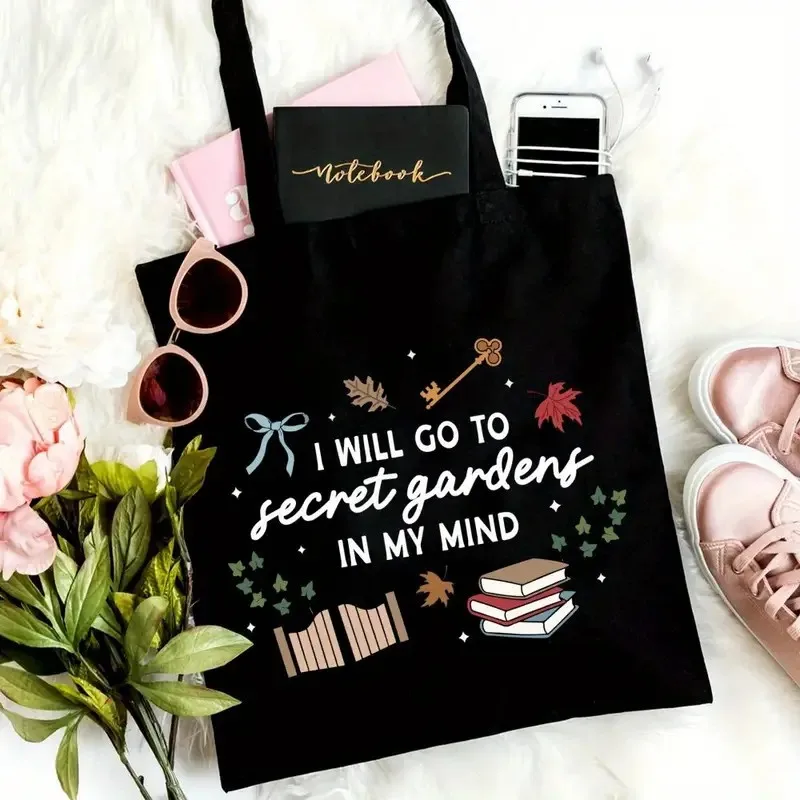

Stylish Book Lover Tote Bag Aesthetic READ RETURN REPEAT with Bookshelf for Shopping, Picnics & Parties, Book Lover Gifts
