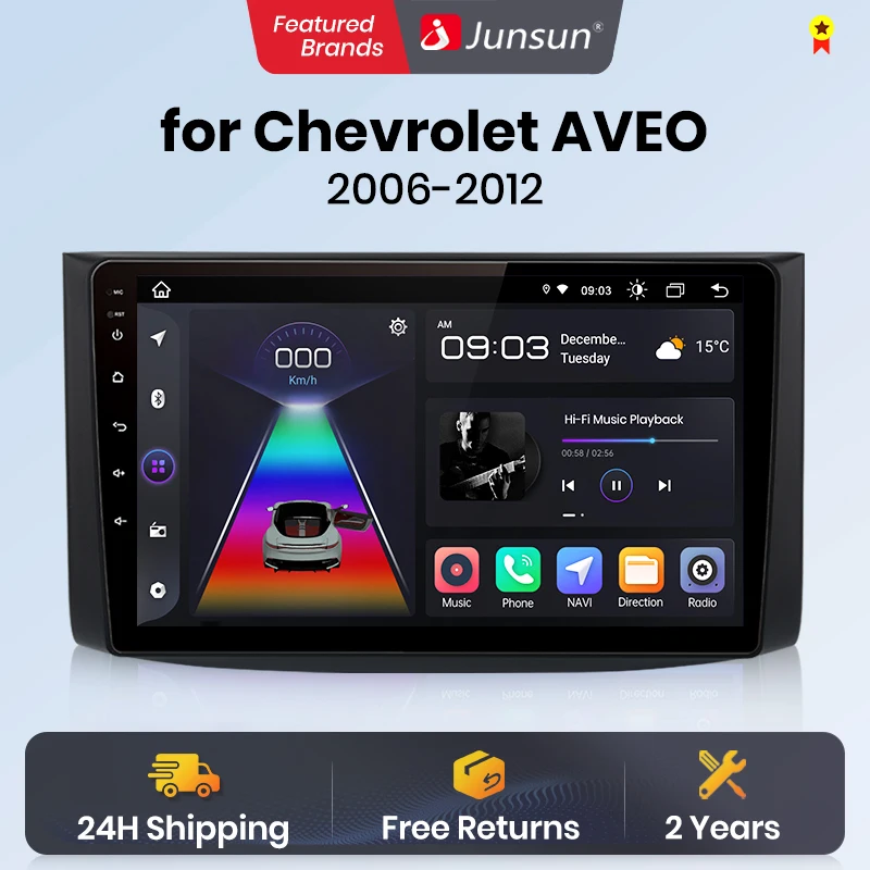 Junsun V1 AI Voice Wireless CarPlay Android Auto Radio for Chevrolet AVEO T250 2006 - 2012 4G Car Multimedia GPS 2din autoradio