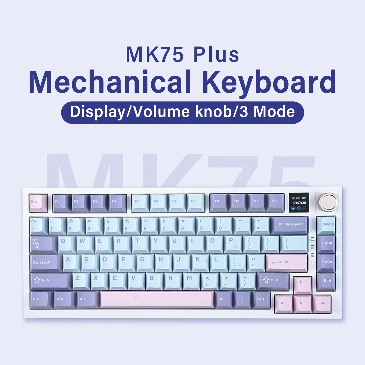 MATHEW MK75 Plus Teclado mecánico personalizado con diseño 75% intercambiable en caliente con estructura de junta de pantalla para juegos/oficina