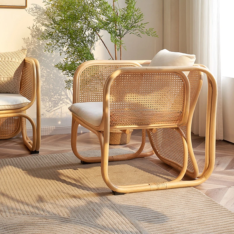 Modern Simplicity Chair Rattan Weaving Retro Style Leisure Time Homestay Hotel Living Room Chairs Home Poltrona Home Furniture